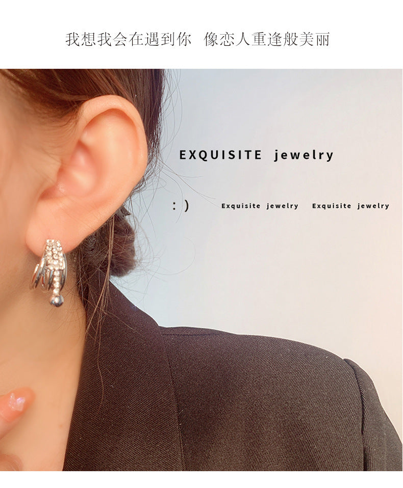 MY35144精緻通勤流蘇圓球耳環2021年新款潮高級感輕奢時尚耳飾女925銀針