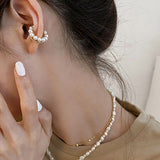 MY34010韓國法式耳夾無耳洞珍珠水鑽耳骨夾耳環氣質耳飾2021年新款夏季