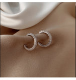 MY30045ins金屬復古鏤空耳環冷淡風圓圈耳飾925銀針氣質時尚潮人耳釘