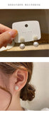 MY31469法式氣質圓形大小珍珠後掛式耳環s925銀針輕奢百搭簡約耳釘耳飾潮