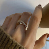 MY33472竹節戒指女日式輕奢小眾設計開口調節韓國鋯石食指指環ins潮網紅