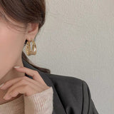 MY30007韓國復古C形不規則耳環 C形歐美耳環 金屬風純銀耳環 冷淡風耳釘